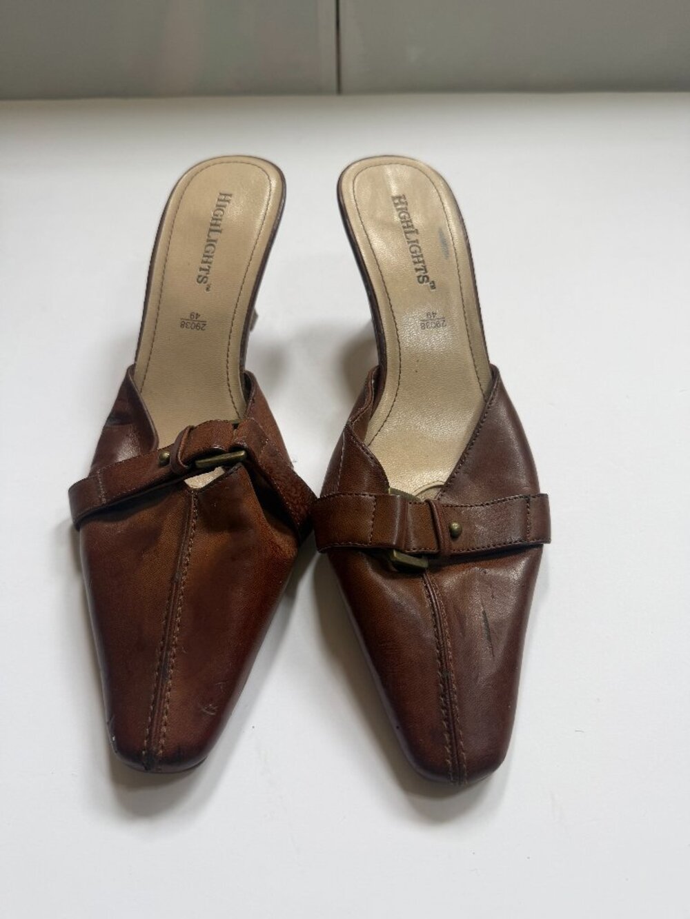 Highlights Brown Leather Heels W 81/2